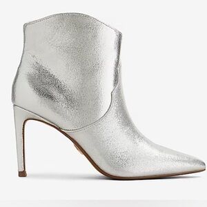 Express metallic silver pointed toe booties 10